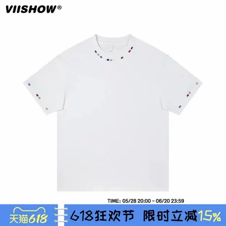 VIISHOW美式短袖T恤男夏季潮牌设计感半袖体恤高街宽松情侣上衣商品大图