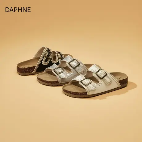 Daphne/达芙妮2025新款复古沙滩一字拖百搭时尚厚底凉拖女外穿夏图片