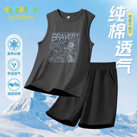 班尼路童装YBB系列男童夏季套装男大童纯棉夏装儿童薄款背心短裤商品大图