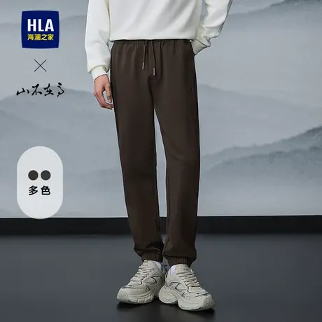 HLA/海澜之家山不在高系列休闲裤25春秋新松紧腰时尚绣花卫裤子男商品大图