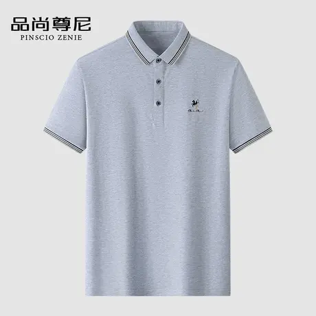 【珠地棉】男士短袖T恤刺绣舒适亲肤透气保罗衫夏季中老年爸爸装商品大图