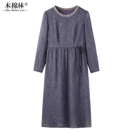 木棉林大码女装减龄中长裙2023秋季新款优雅妈妈显瘦长袖连衣裙潮图片