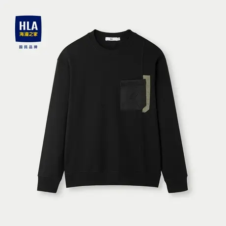 HLA/海澜之家格纹肌理卫衣25春秋新圆领针织撞色拼接休闲风长袖男图片