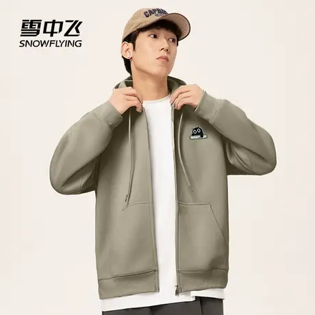 雪中飞连帽卫衣男款2025新款初秋宽松休闲上衣男女同款开衫外套PC商品大图