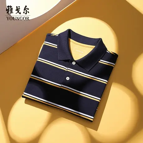 雅戈尔奥莱 男装短袖T恤商务透气帅气翻领polo男商品大图