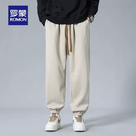 罗蒙男士日常潮流休闲裤2025秋季新款简约百搭束脚裤时尚宽松长裤图片
