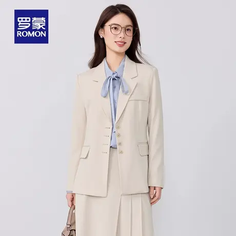 罗蒙女士宽松休闲单西2025秋季新款优雅气质西装外套纯色百搭西服商品大图