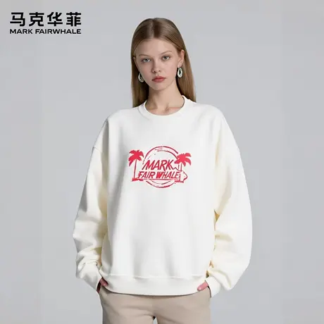 马克华菲 deer 美式字母剪影印花圆领新款百搭宽松卫衣外套男女款图片
