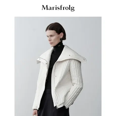 【商场同款】玛丝菲尔2023年冬季新款白色气质翻领鹅绒轻暖羽绒服商品大图