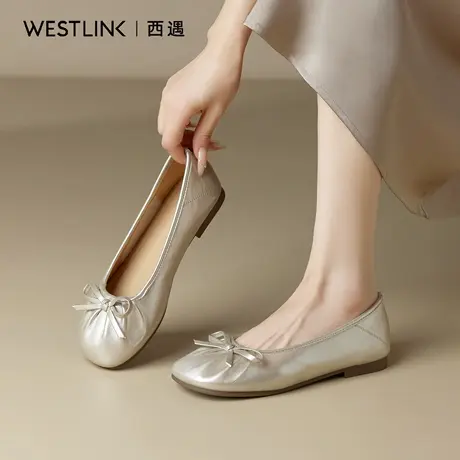 西遇圆头平底气质单鞋女2025秋季新款蝴蝶结配裙绝美玛丽珍女鞋A商品大图