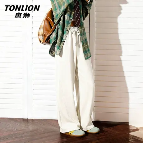 唐狮官方窄版阔腿裤女2026新款秋季女士宽松直筒休闲运动裤女款VB图片