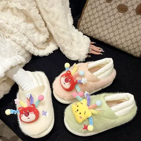 网红时尚草莓熊厚底包头拖鞋女外穿2023年秋季新款百搭舒适家居鞋商品大图