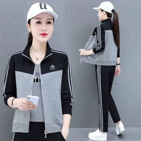 恋上17号秋装运动套装女2023年新款春秋洋气妈妈休闲卫衣三件套图片