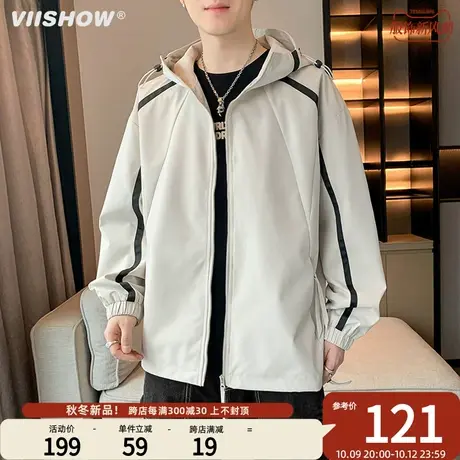 VIISHOW高级感冲锋衣春秋季2023外套男防风连帽美式宽松爬山外套商品大图