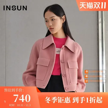 恩裳春季纯绵羊毛双面呢宽松韩版小个子短款毛呢外套女商品大图