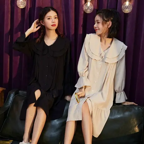 唐狮秋新款长袖连衣裙娃娃领甜美连衣裙温柔风超仙公主裙W图片