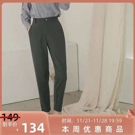桔熊秋冬季九分奶奶裤子女舒适纯色高腰修身西装哈伦裤大码BA5302图片