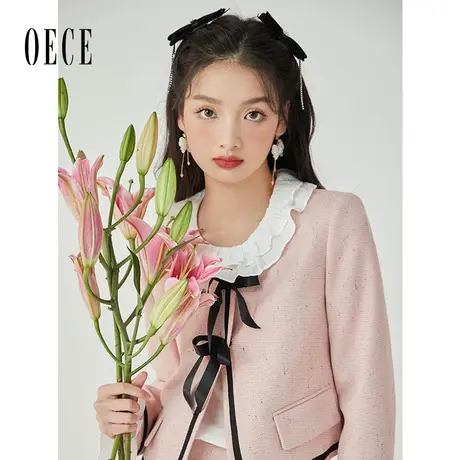 Oece高级感小香风外套秋季新款女装气质设计感小短外套两件套图片