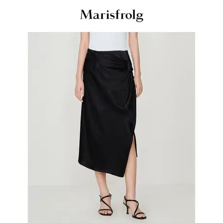 【新能量黑裙】玛丝菲尔裙子23年春季新款黑色礼服法式收腰半身裙商品大图