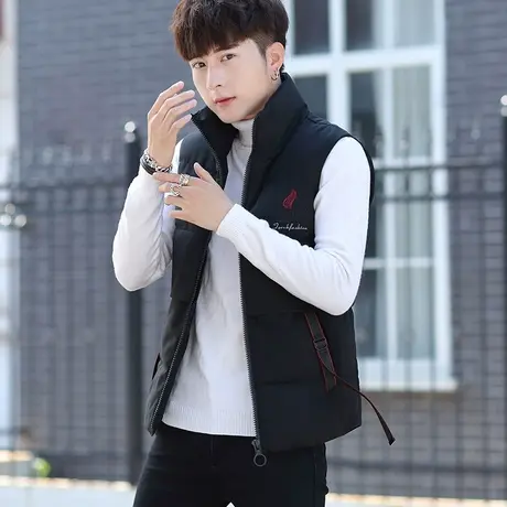 马甲男2022新款秋冬季韩版潮流外套休闲坎肩男修身帅气羽绒棉马夹图片