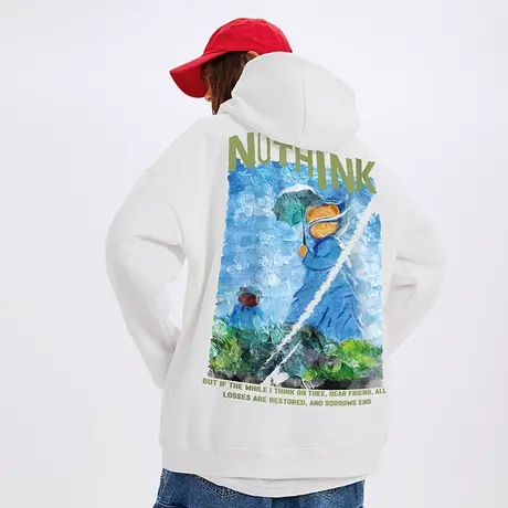 小众设计感美潮ins油画连帽卫衣男中性风vintage大码加绒帽衫春季商品大图