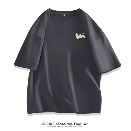 ZR真维斯纯棉短袖t恤女夏季2023新款灰色宽松百搭设计感圆领上衣商品大图