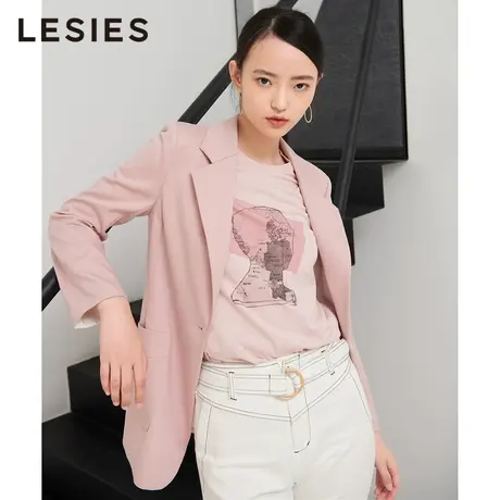 LESIES蓝色倾情春夏女时尚休闲通勤圆领国风祥云绣花套头T恤图片