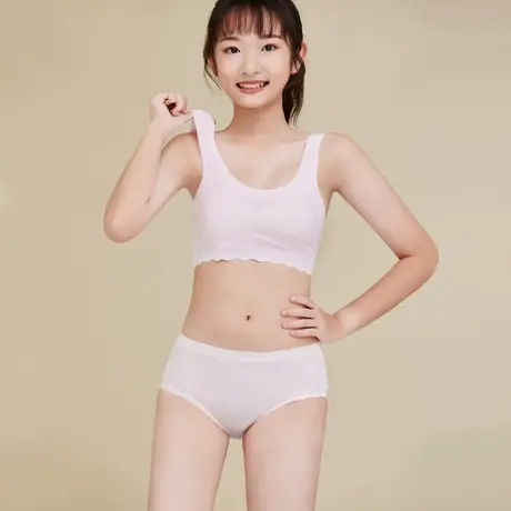 女童内衣内裤发育期13岁大童初高中学生少女文胸夏天薄款背心套装图片
