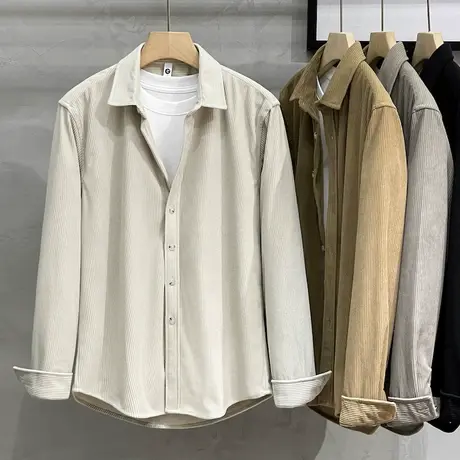 灯芯绒衬衫男长袖秋季日系潮流潮牌休闲宽松男生秋冬厚衬衫男外套商品大图