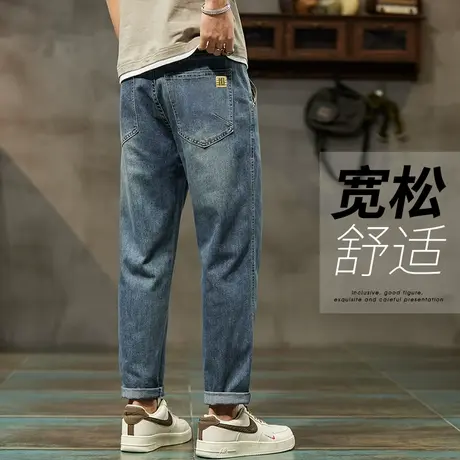 高端九分休闲牛仔裤男士直筒宽松男裤子夏季薄款夏天潮牌男装夏装商品大图