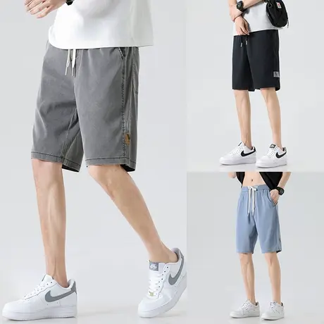 夏季薄款短裤男士直筒运动外穿夏天冰丝休闲五分裤子潮牌工装中裤商品大图