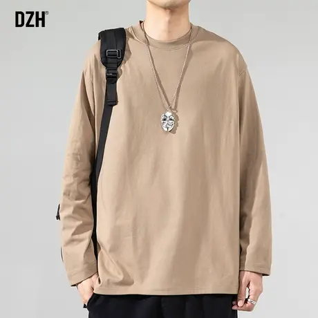 男士长袖T恤男纯色宽松春秋款卫衣2024新款圆领上衣打底内搭男款商品大图