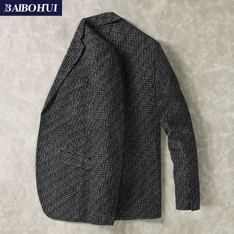 秋季新款休闲西服男士上衣外套韩版时尚帅气千鸟格小西装男修身潮商品大图