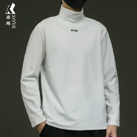 希越中高领德绒T恤男秋冬季保暖蓄热长袖打底衫宽松大码男士卫衣商品大图