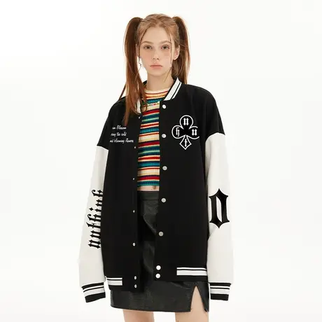 Nuthink潮流ins美式无性别复古棒球服男潮街头风加绒宽松夹克外套商品大图