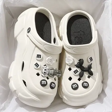 时尚松糕底洞洞鞋女款厚底增高防滑网红可爱沙滩凉拖鞋女外穿夏季商品大图