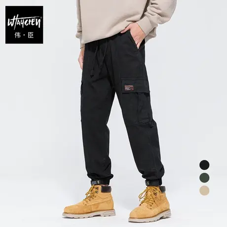 伟臣潮牌大码青春潮流工装裤男胖子加肥加大束脚裤肥佬宽松小脚裤商品大图