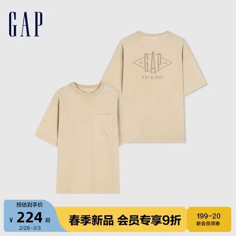 Gap男女装2024春季新款logo复古做旧圆领短袖T恤套头上衣877013图片