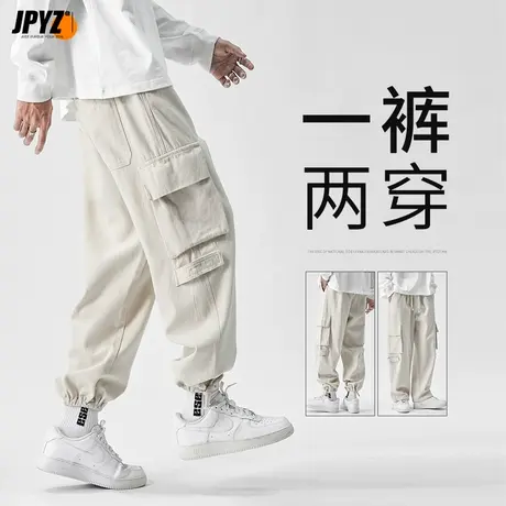 美式复古工装裤子加绒男春秋款宽松直筒休闲裤春季潮牌阔腿束脚裤商品大图