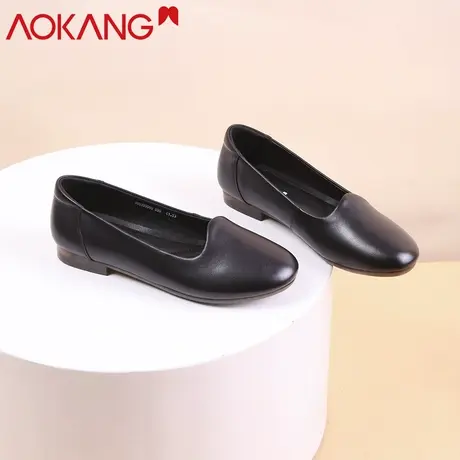 奥康2020新款豆豆鞋女休闲平底真皮酒店工作职业空姐鞋舒适防滑商品大图