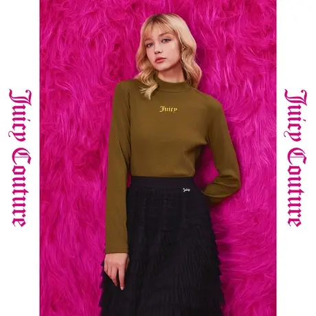 Juicy Couture橘滋秋冬新款立体印花半高领女式针织衫商品大图