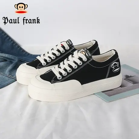 大嘴猴黑色帆布鞋女2023春季新款春秋低帮厚底饼干鞋女鞋板鞋布鞋图片