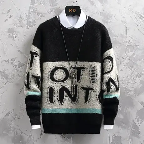 毛衣男12大童秋冬季针织衫13男孩14初中学生15岁羊毛衫圆领打底衫商品大图