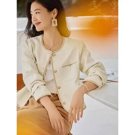 时尚气质小香风长袖外套2023年秋季新款淑女温柔宽松显瘦通勤上衣商品大图