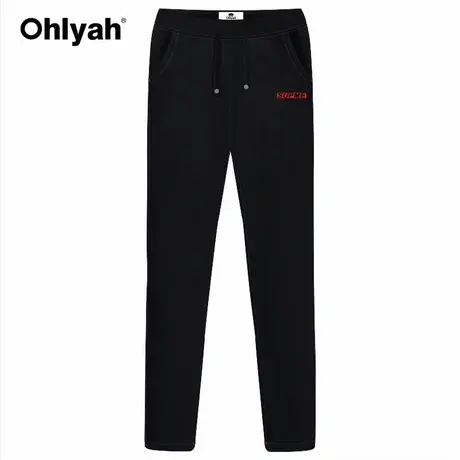 Ohlyah品牌2022新款卫衣裤子情侣男女士休闲黑色字母印花长裤显瘦商品大图