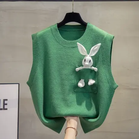 圆领针织马甲背心女2023秋装新款宽松马夹外穿上衣外搭毛衣坎肩潮商品大图