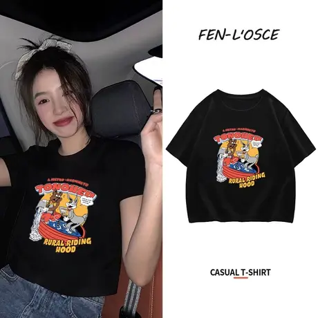 纯棉短袖t恤女2023年夏季新款设计感小众宽松短款露腰辣妹上衣潮商品大图