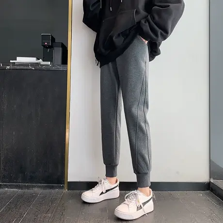 运动裤子女春秋宽松卫裤小个子阔腿显瘦外穿直筒哈伦休闲束脚长裤商品大图