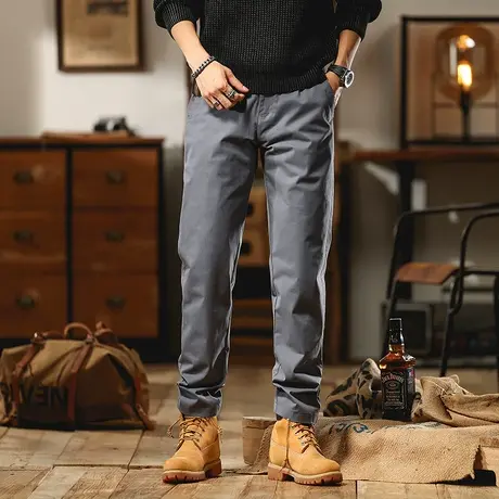 百搭潮流工装裤裤子男款痞帅潮男裤子绳多口袋重磅水洗潮流裤子商品大图