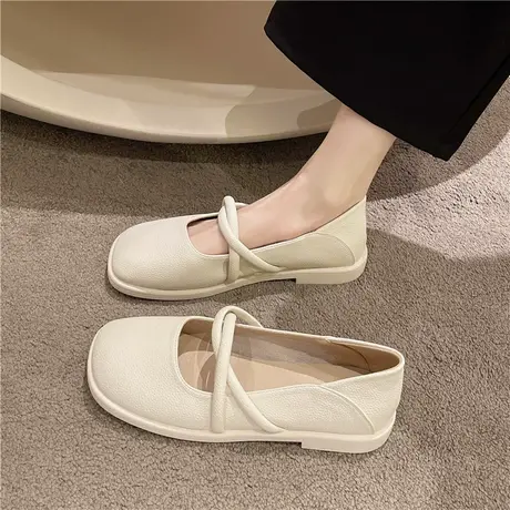 玛丽珍单鞋女2023年新款春秋复古法式平底奶奶鞋气质配裙子小皮鞋商品大图